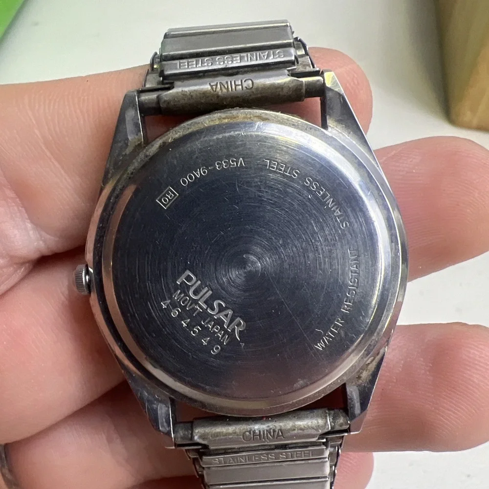 VTG Pulsar‎ V533-9A00 36mm Silver Tone Day/Date Quartz Watch Parts